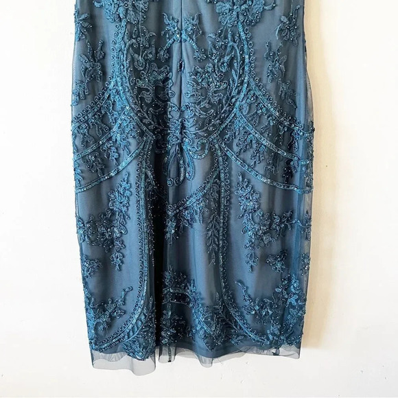 Aidan Mattox Blue Beaded Sheath Dress Size 6 Bridesmaid‎ Wedding Party Cocktails - Picture 8 of 9